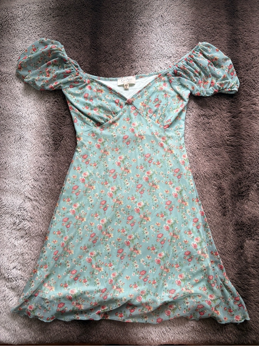 Green floral mini dress